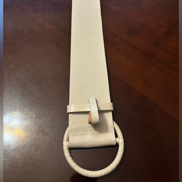 Rachel Parcell Wide Leather‎ Belt Cream Size Medium - Picture 7 of 11